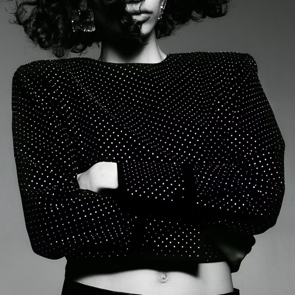 H&M RHINESTONE-EMBELLISHED BLOUSE WOMEN - Picture 3 of 5